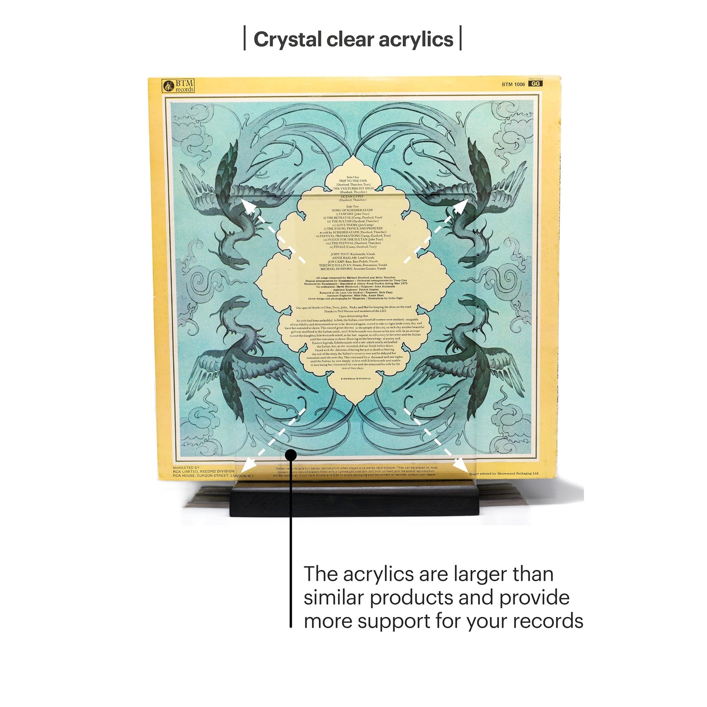 MÖNKE Premium Vinyl Record Storage - a Mid-Century Style Record Holder, 50 LP Capacity - with a Now-Playing Record Display Groove (Black)