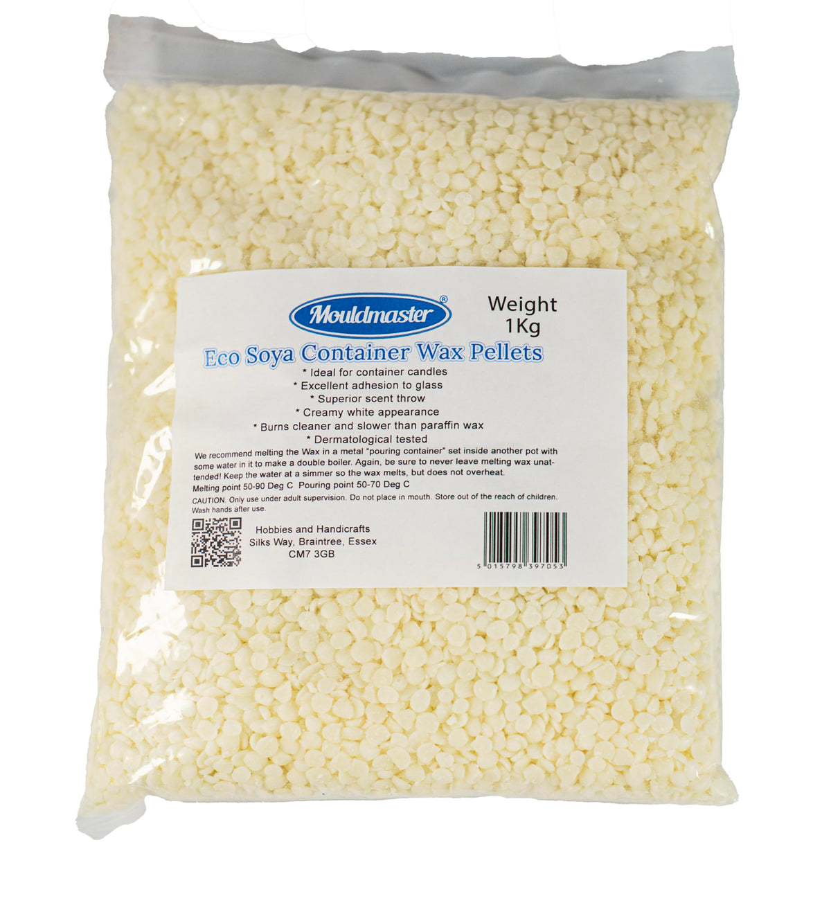 Mouldmaster Candle 1kg, Soy Unscented Container Wax pellets Packing May Vary