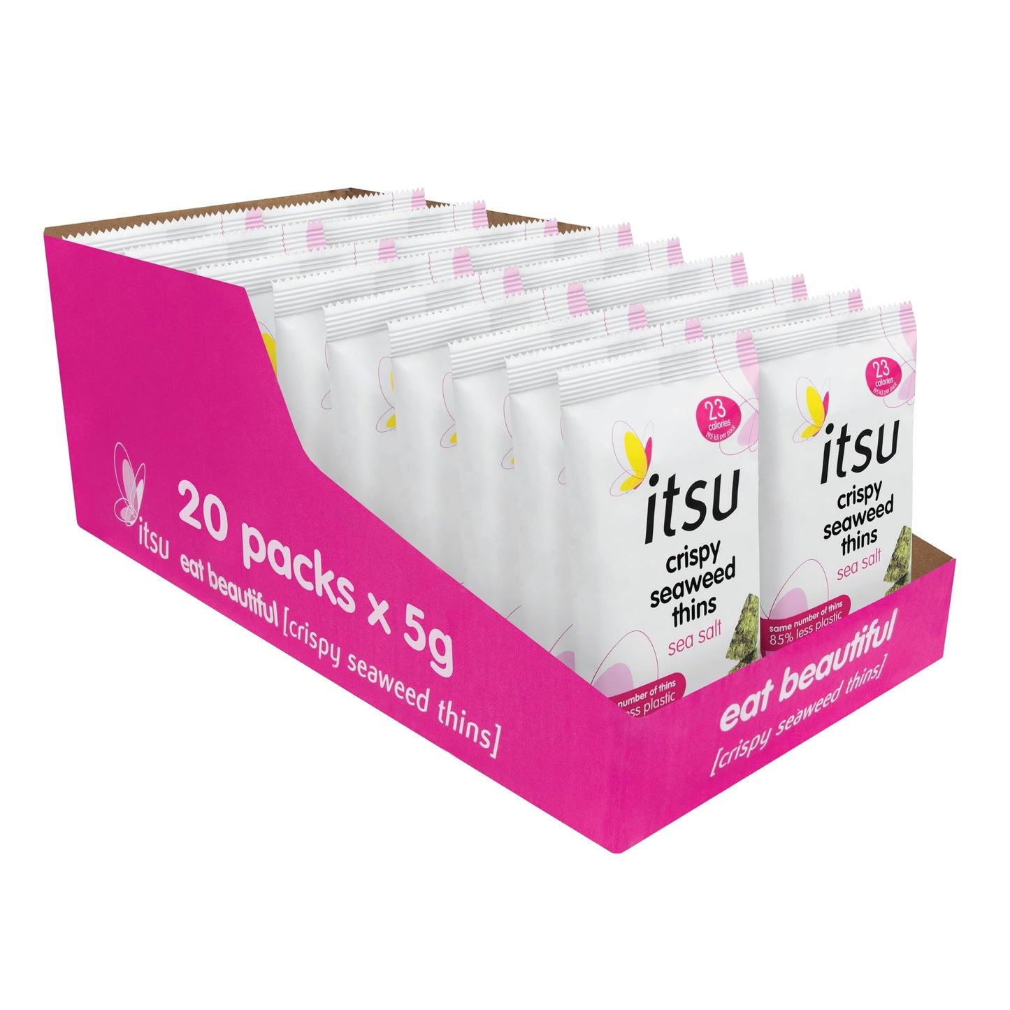itsu Sea Salt Flavour Seaweed Thins 5g | Crispy Seaweed Thins | Vegan | Low Calorie | Healthy Snack | Pack of 20