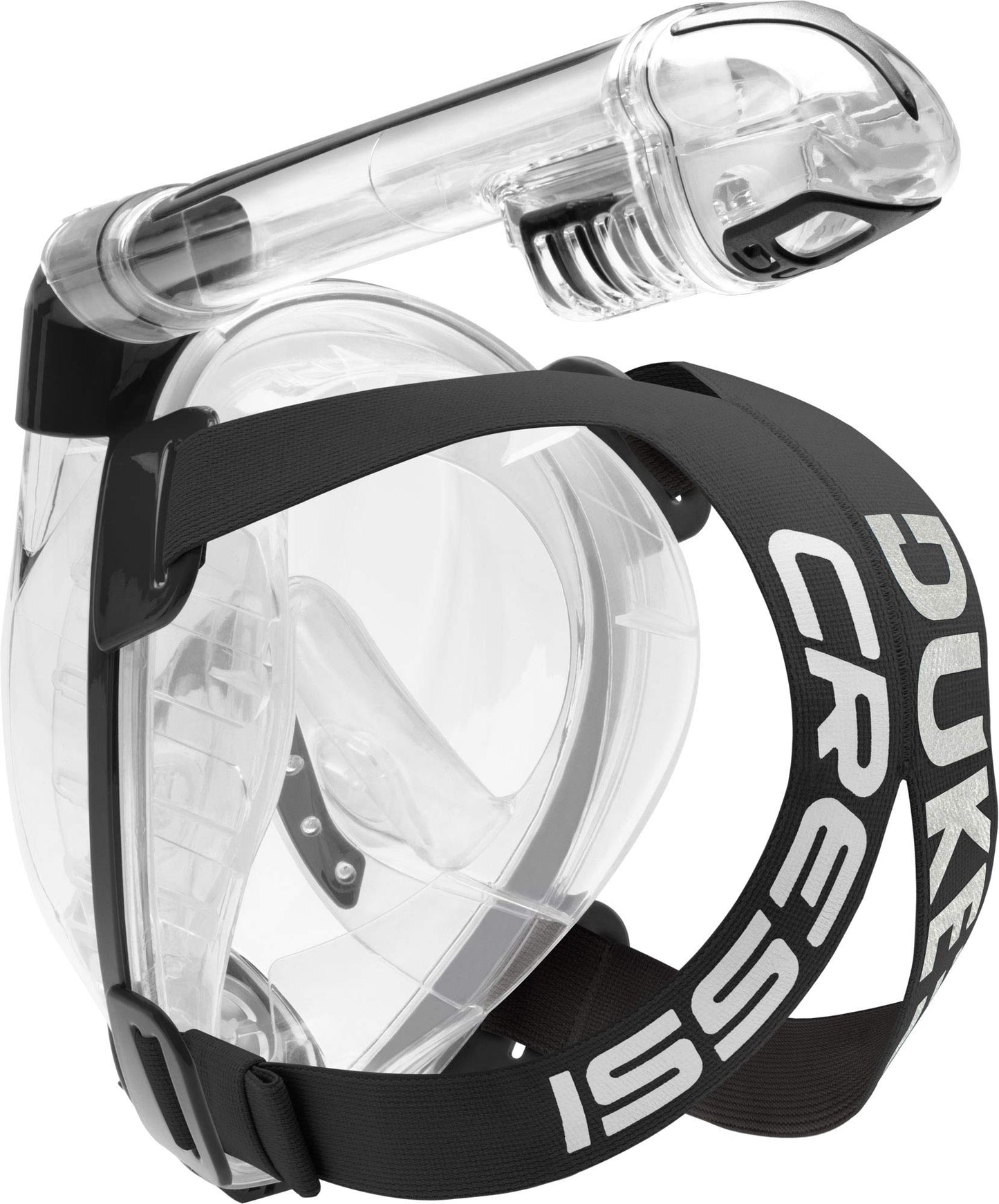 Cressi Duke Full Face Snorkel Dry Mask - Available in Standard Version or with Action Cam Holder, Adult Unisex,Clear/Black,M/L