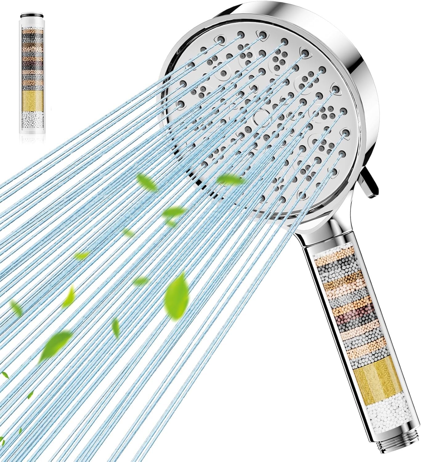 Cobbe Hard Water Filter Shower Head with 6 Spray Modes, High Pressure Water Saving Showerhead with 20-Layer Filtration, Powerful Filtered Shower Head