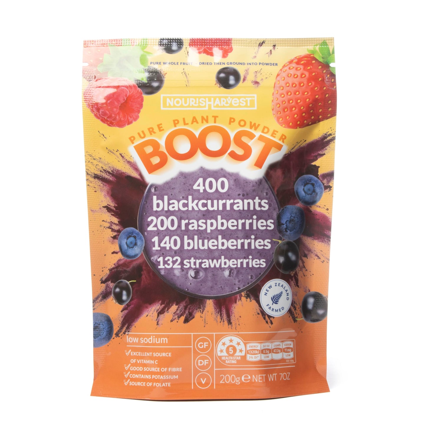 Nourisharvest Berry Smoothie Powder 200g ? Fruit & Vegetable Powder with Strawberry, Raspberry, Blueberry & Blackcurrant ? Daily Smoothie Mix for