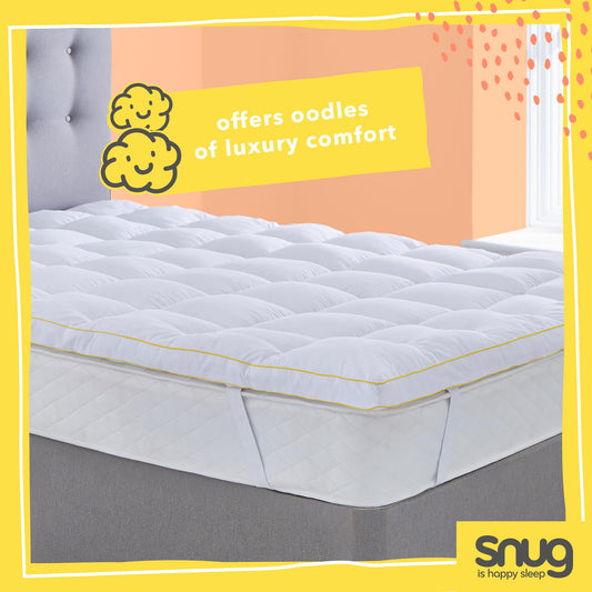 Snug Deeply Dreamy Mattress Topper Single Bed - 10cm 4 Inch Extra Thick Mattress Enhancer with Elasticated Straps Quilted Comfortable Super Soft -