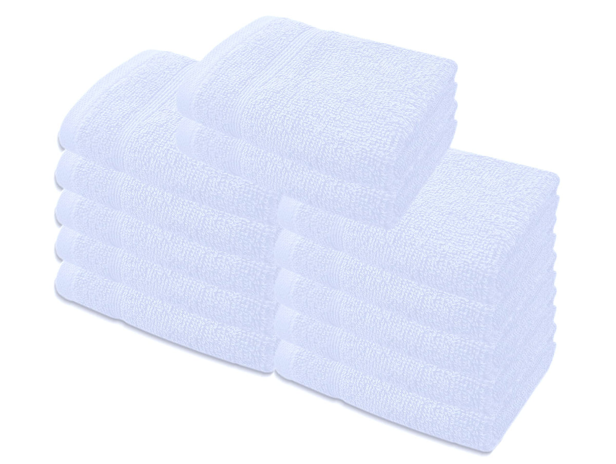 A & B TRADERS Premium Cotton Face Cloths Flannels Washcloth 12-Pack 500 GSM Ring Spun Soft Absorbent 30 x 30cm Towels White