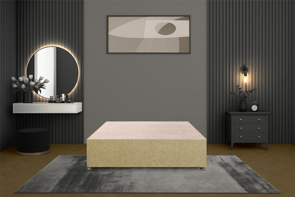 Bed Centre Flexby Divan Bed Base, 3FT Single, Linen Beige Fabric