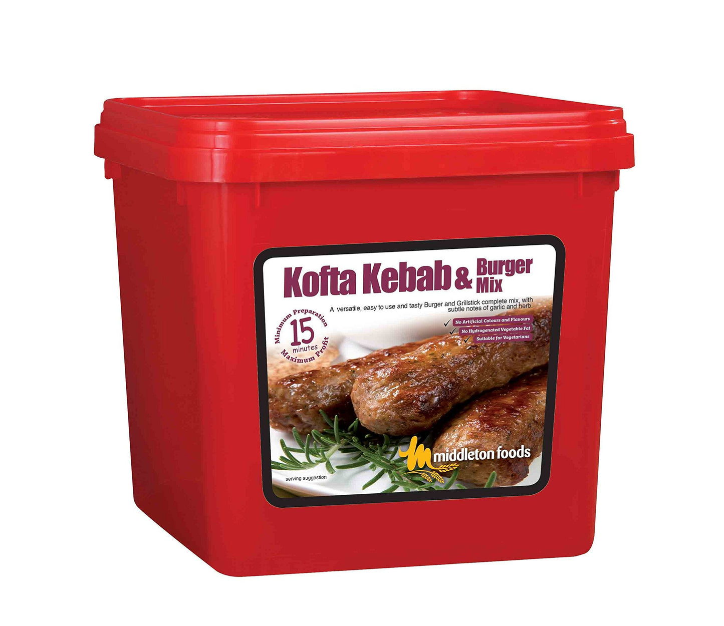 Middletons Kofta Kebab and Burger Mix 2.5kg Resealable Red Tub