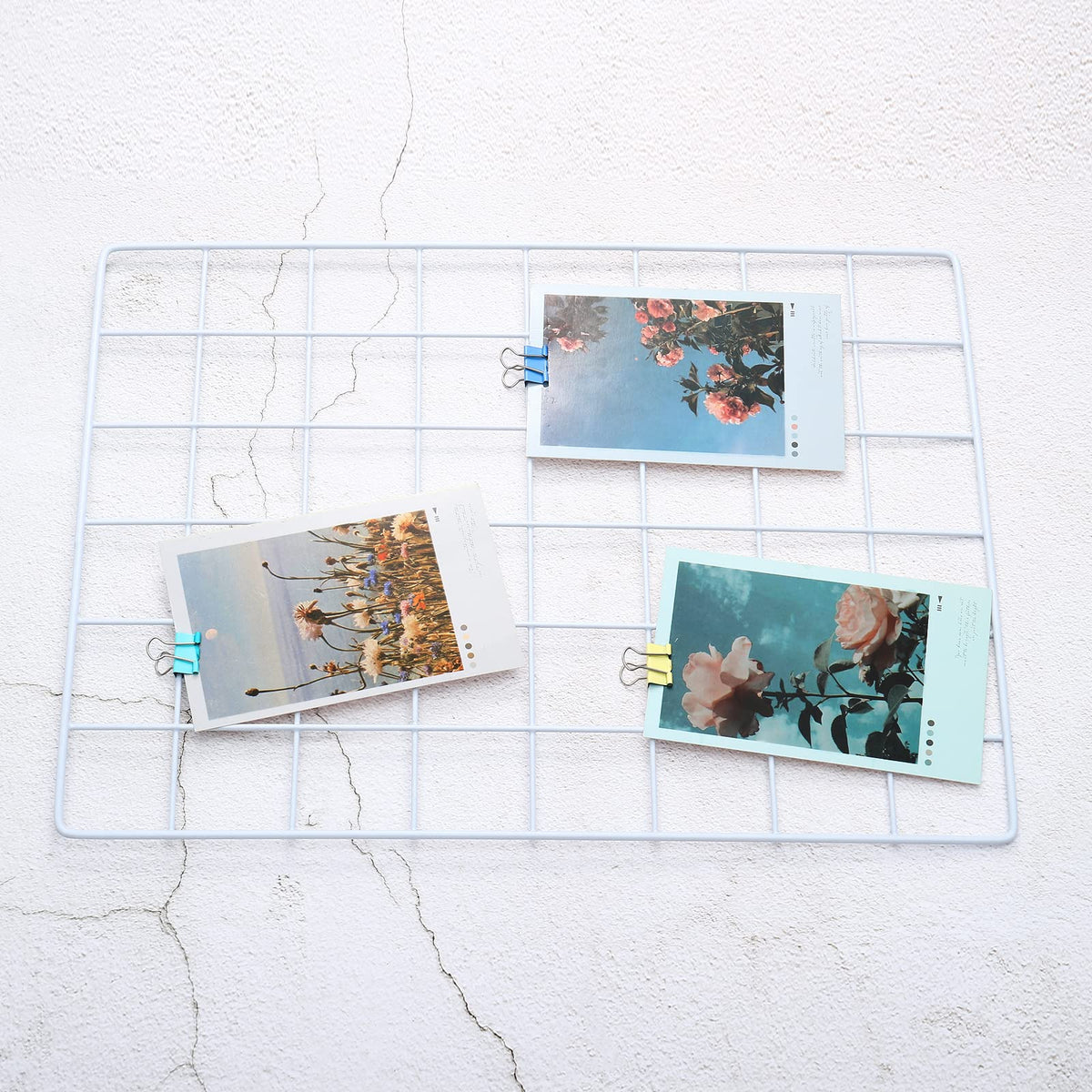 PATIKIL 16"x12" Wire Grid Panel, 2 Pack Wall Grid Decorative Panels Board Photo Pictures Display Decor Hanging Organizer for Home Office, White