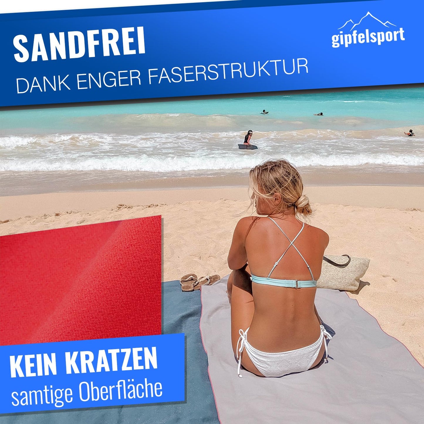 gipfelsport Microfibre towel | Microfibre bath towel, travel towel, beach towel | Quick-drying, ultra-light, space-saving | Red | S(80x40cm)