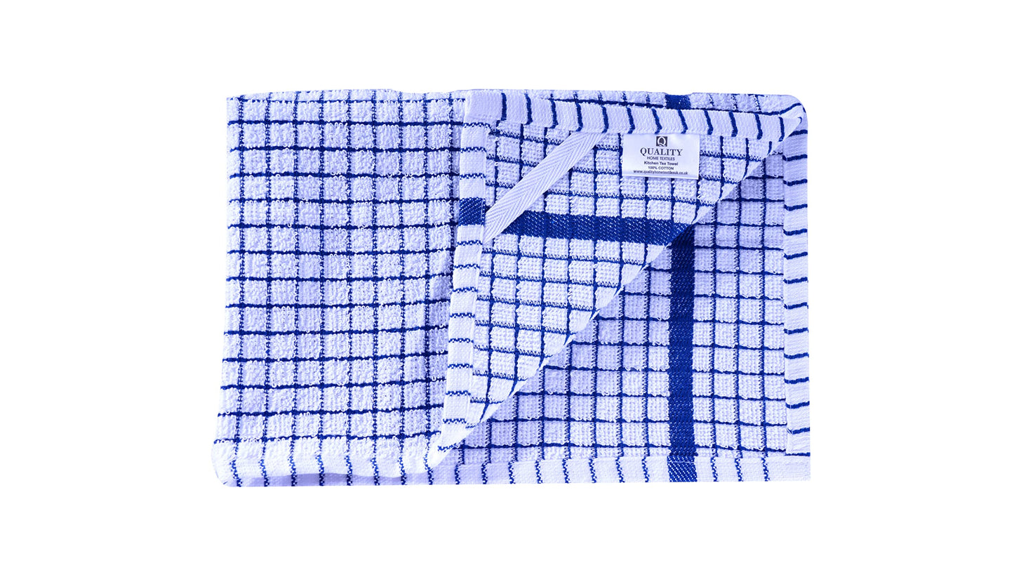 QUALITY HOME TEXTILES 100% Cotton Large Luxury Terry Towelling Tea Towels with Hanging Loop