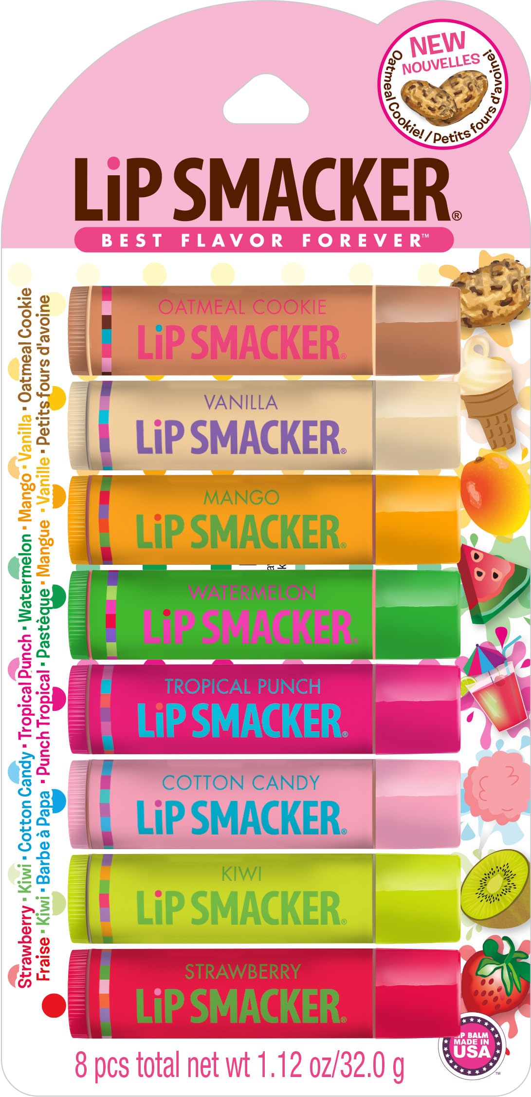 LIP SMACKER - Original Flavors Party Pack Lip Glosses - 8 Pieces 1.12 oz./32 g
