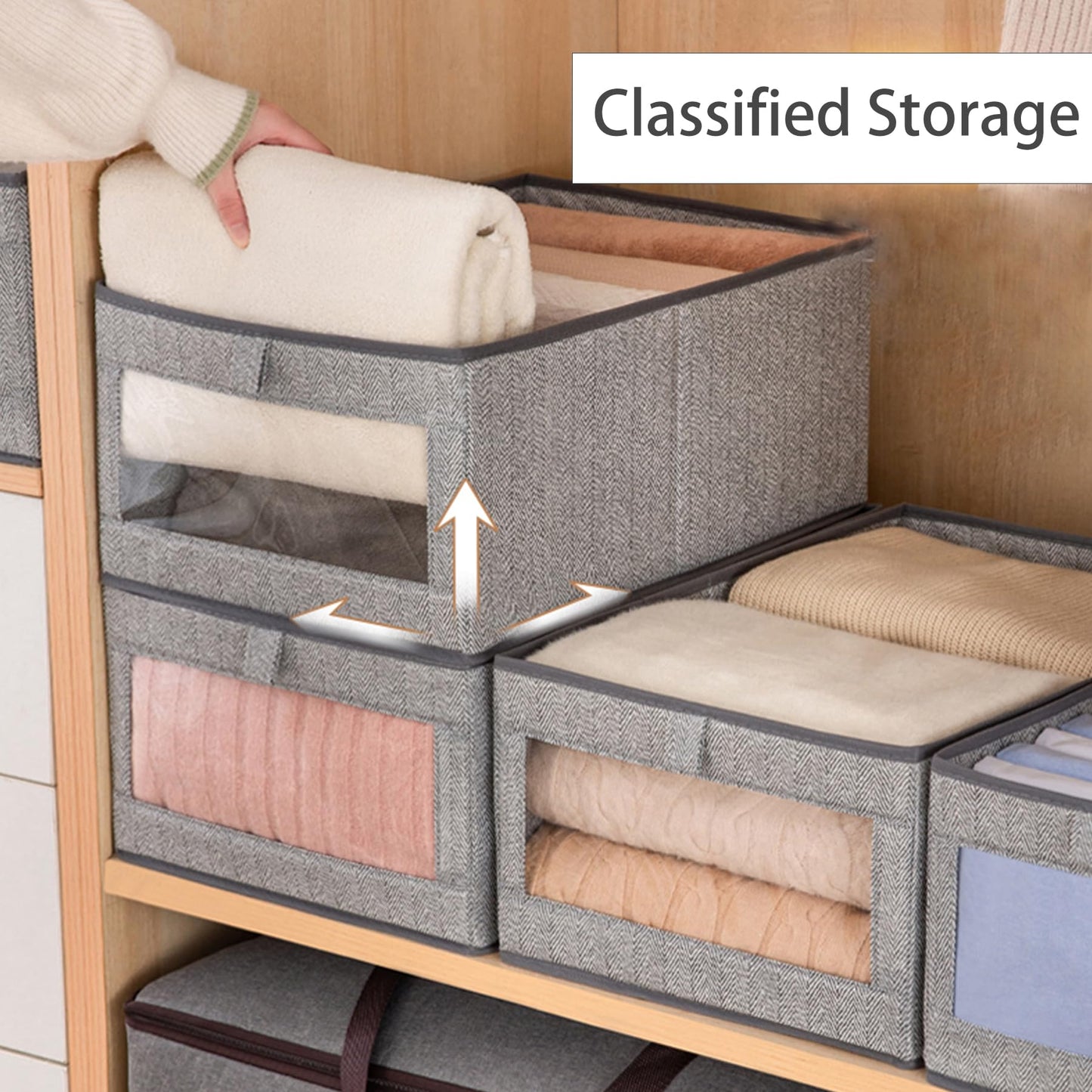 Goesort Set of 3 Clothes Storage Boxes, Wardrobe Storage Organiser Fabric Clothes Organiser