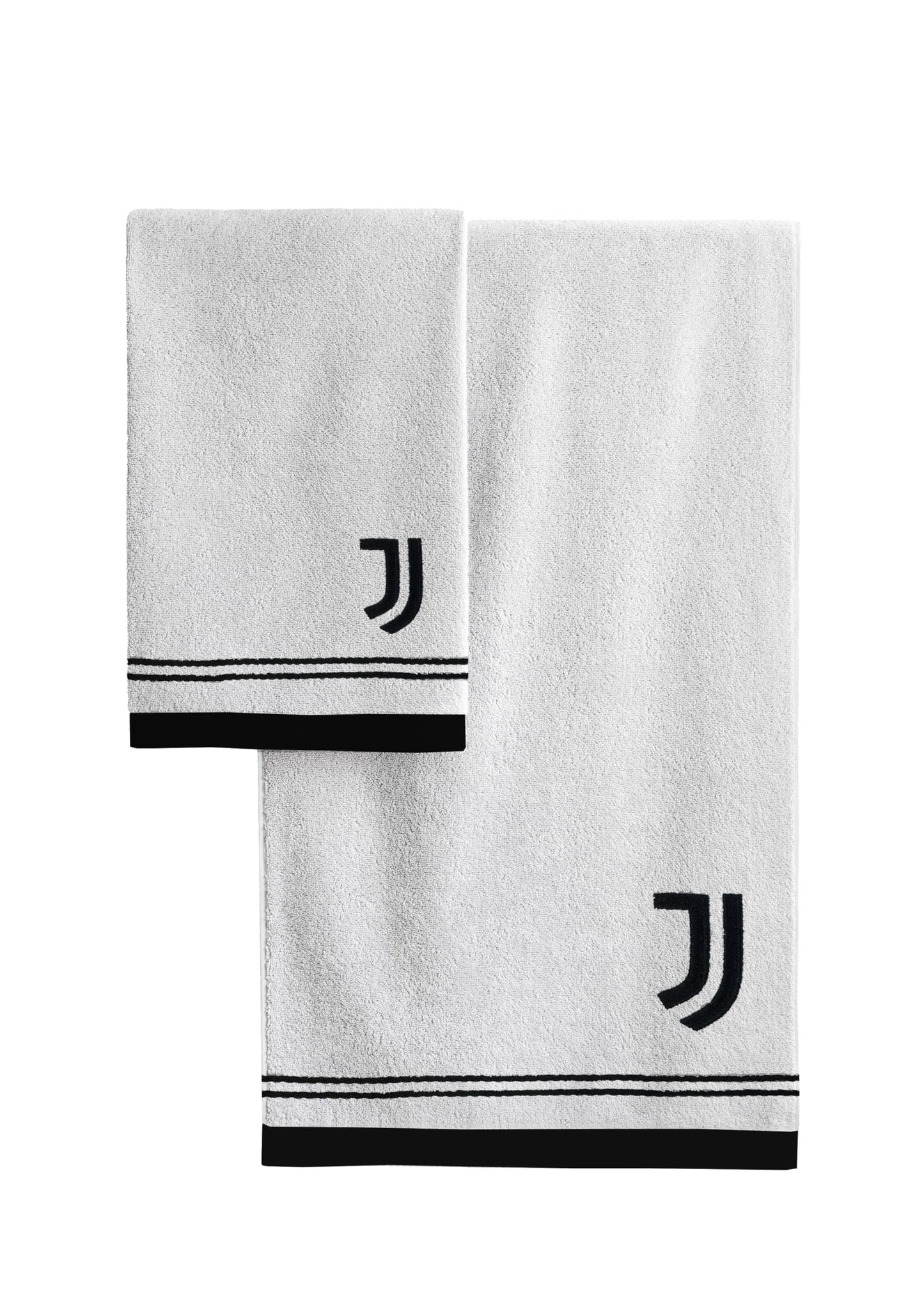 hermet Juventus Bath Towels, Set of 2 Bath Towels, Face Towel, Bidet Towel, Official Product, 100% Cotton, Set of 2, White Black