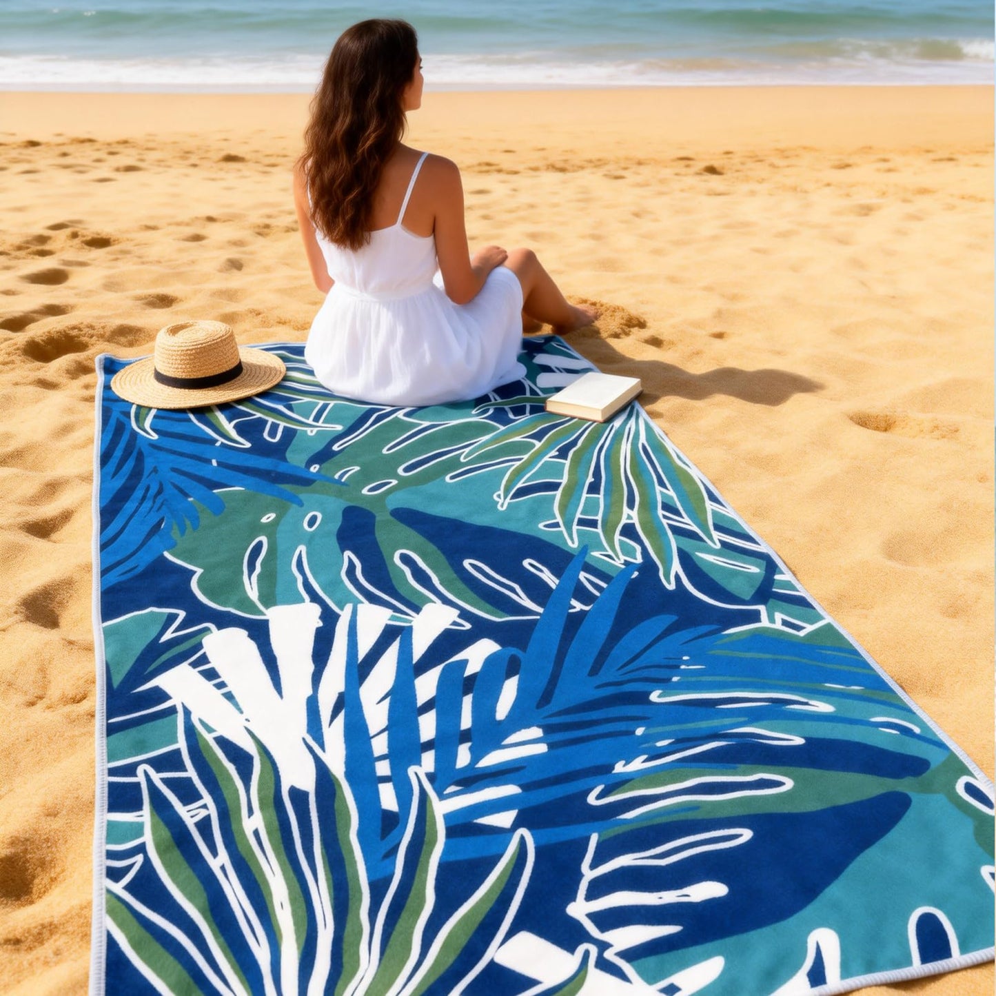 Beafaeur Microfibre Beach Towel, Beach Towel 180 x 100 cm, Bath Blanket with Storage Pouch, Quick Drying and Good Absorption, for Seaside, Sports