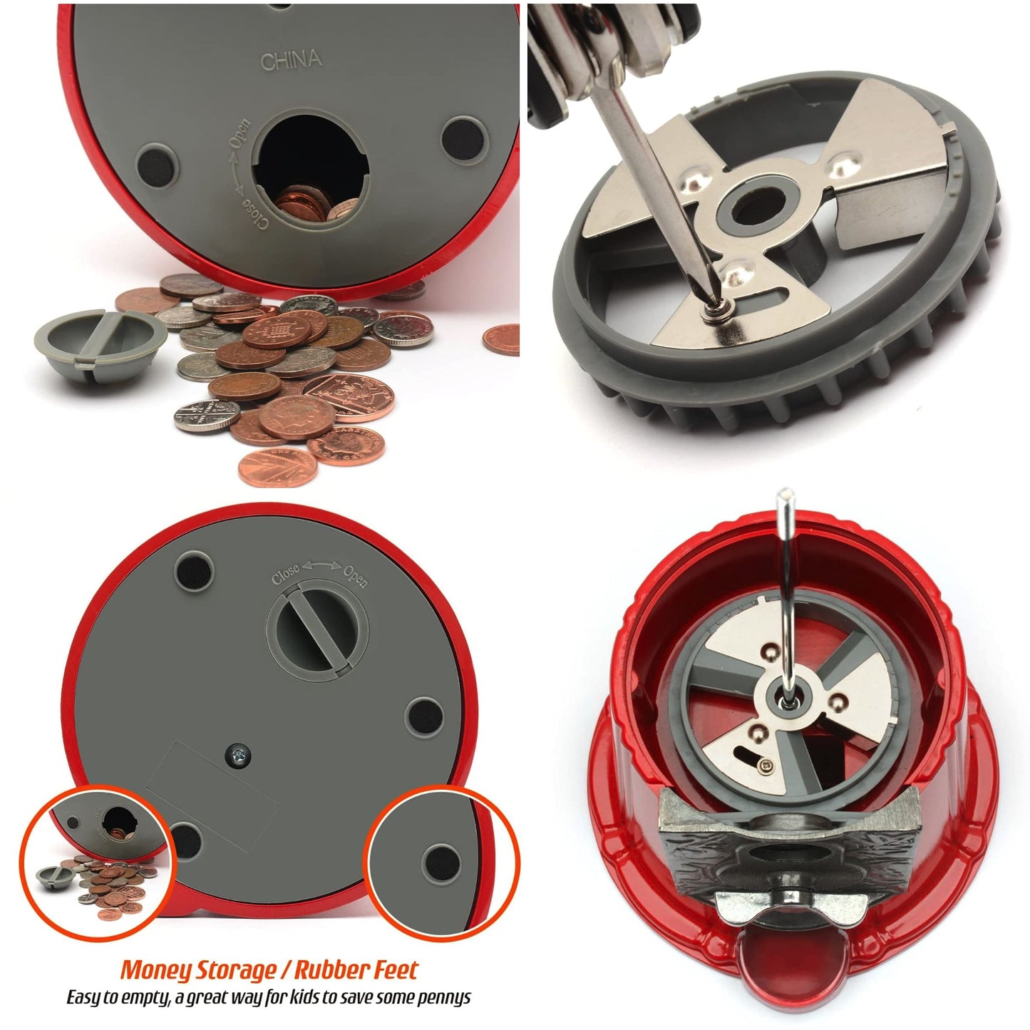 CKB LTD Large Gumball Machine Retro Sweet Dispenser Storage Piggy Bank Money Box Coin Operated Saver H28cm Red (Large Size 28 x 15.3 x 16.5cm)