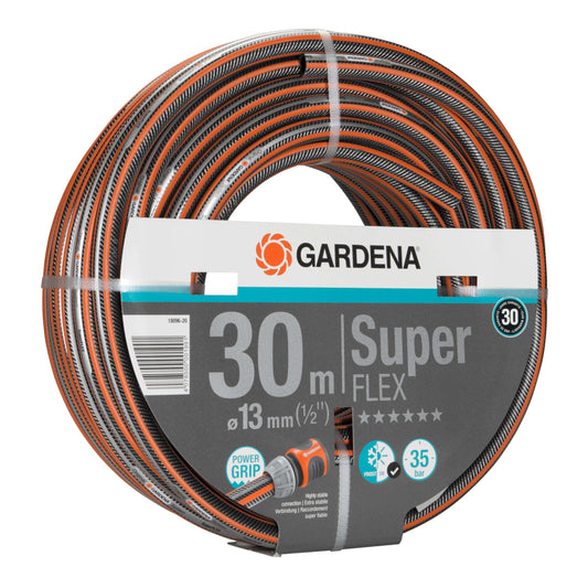 Gardena Premium Superflex Hose, 13 mm (1/2 inch), 30 m: Garden Hose with Power Grip Profile, 35 bar Burst Pressure, Highly Flexible, Keeps its Shape,