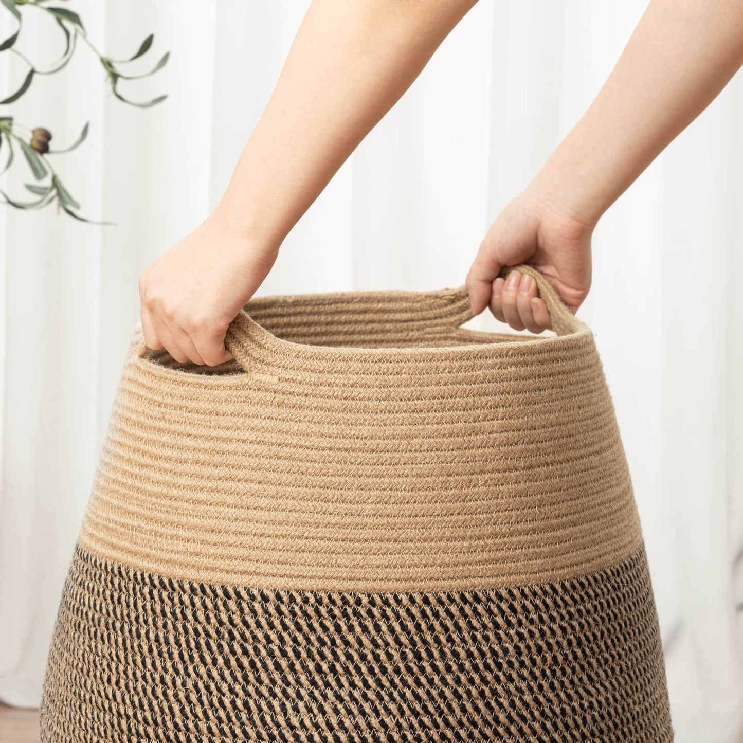 Laundry Hamper Tall Slim Laundry Basket with Handle Dirty Clothes Basket Jute Rope Washing Baskets for Laundry Blankets Toy Towel Storage in Laundry