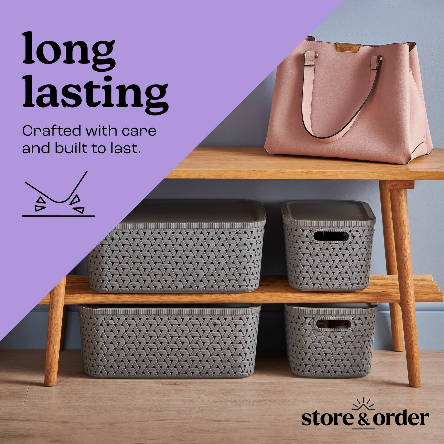 Store & Order Stackable Extra Small Storage Basket x8, Decorative Plastic Box, Multi-Functional Boxes for use around the home