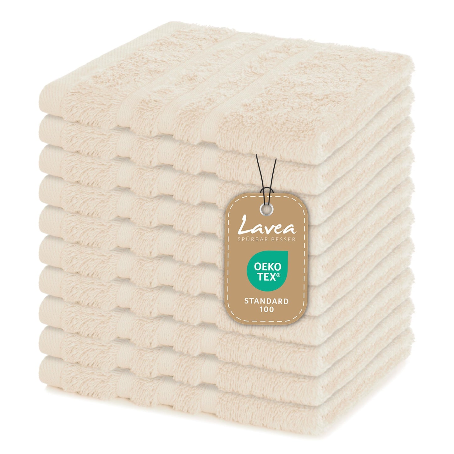 Lavea Elena Terry Cloth Set of 10 30 x 30 cm Cream