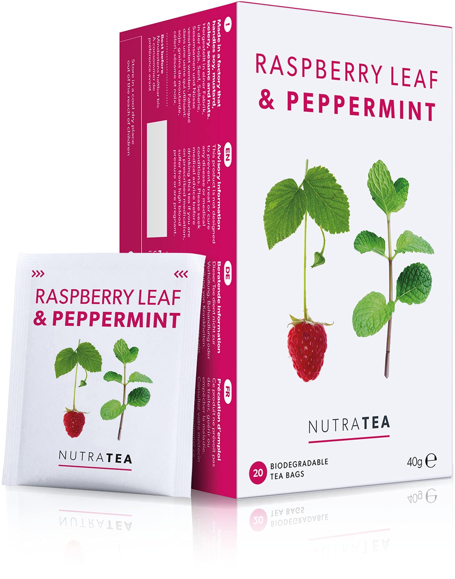 Nutra Tea Raspberry Leaf & Peppermint Tea | Raspberry Leaf Tea For Pregnancy & Expectant Mothers - 40 Individually Wrapped Bags - Herbal Infusions (2