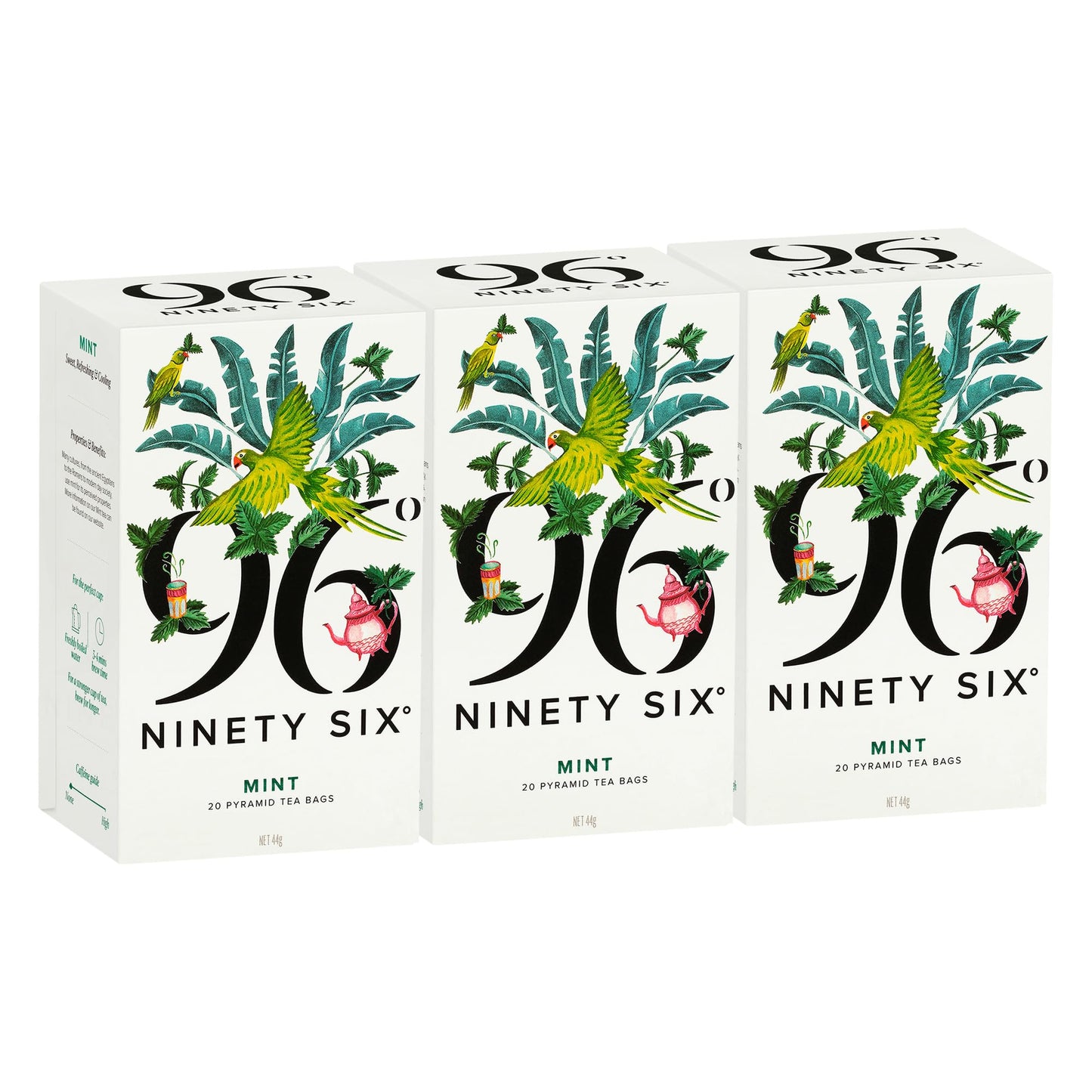 96? Mint Tea ? Pack of 3 ? 20 Pyramid Tea Bags (60 Bags), Sweet, Refreshing & Cooling Herbal Tea, Caffeine-Free, Individually Wrapped Envelopes,
