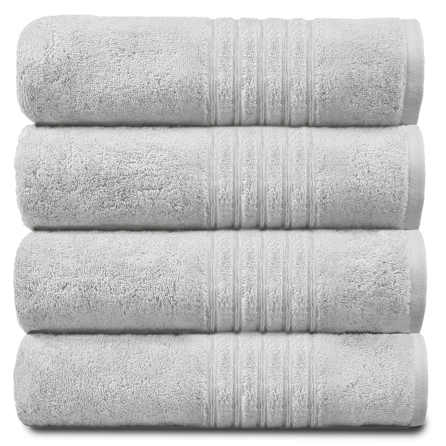 GC GAVENO CAVAILIA Luxury Pack Of 4 Bath Sheets, 100% Egyptian Cotton Towels, 450 GSM Quick Dry Towel, White, 80X140