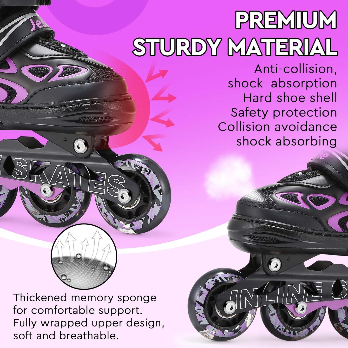 Adjustable Inline Skates for Kids, Girls Boys Light up Inline Skates Size Adjustable Roller Blades for Beginners (Medium (UK 1-4))