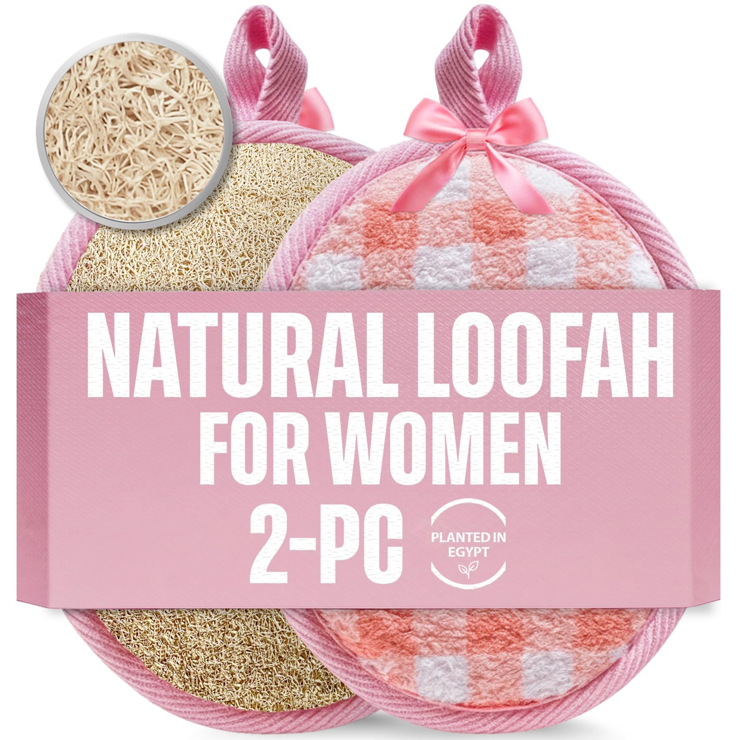 Natural Loofah Exfoliating Body Scrubber for Women Made with Natural Egyptian Loofa Sponge, Bath Shower Luffa lufa for face and Body. exfoliator Scrub