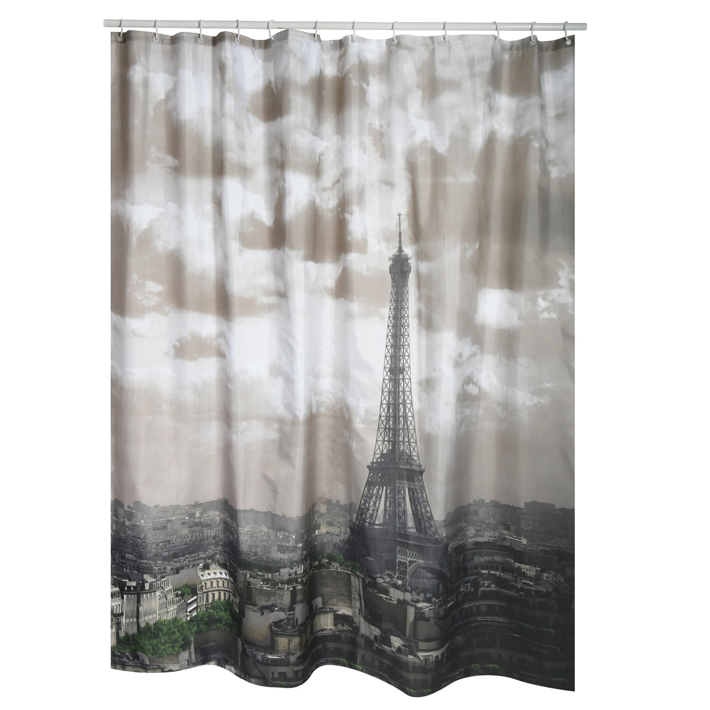 MSV "Paris Polyester Shower Curtain, Silver, 200 x 180 cm