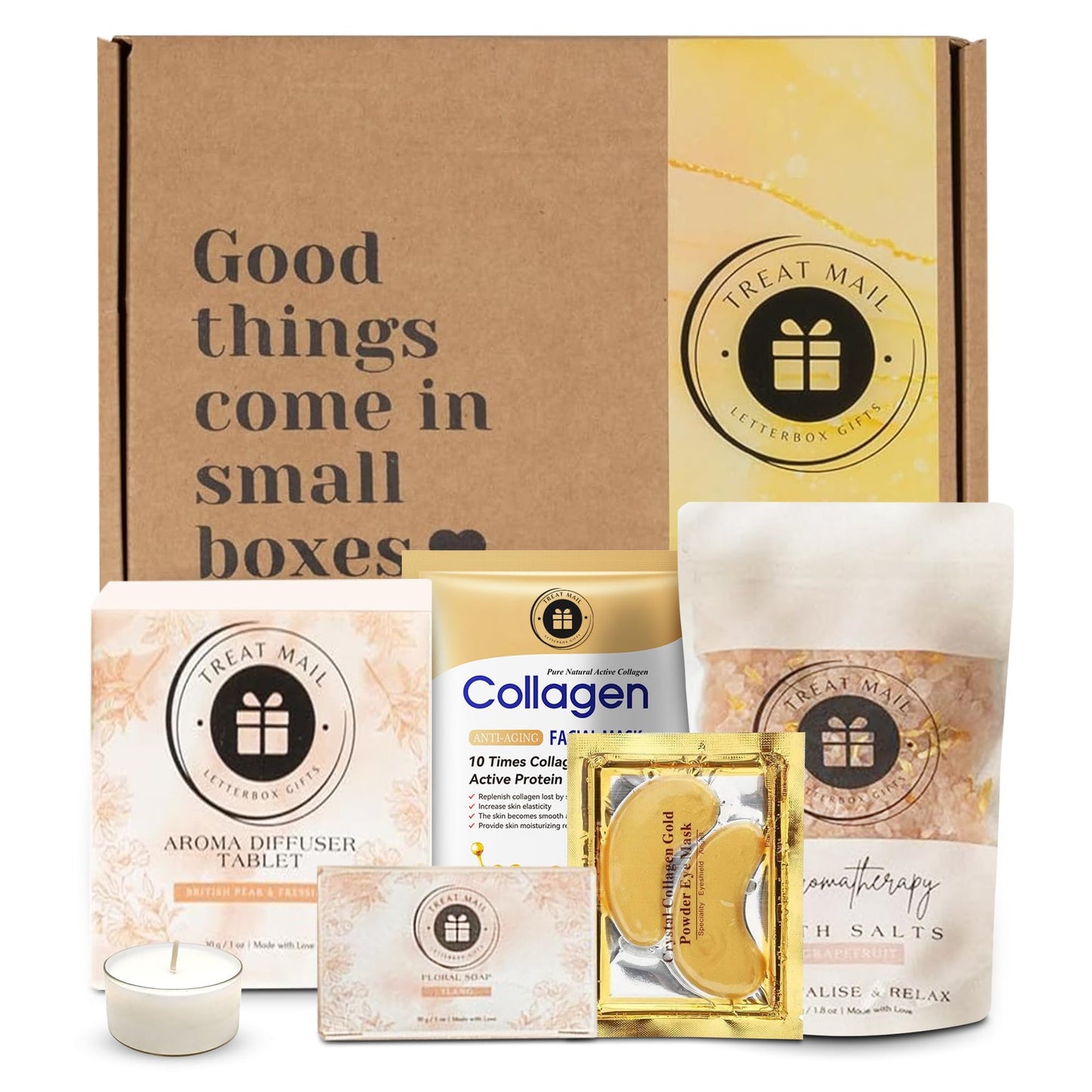 Treat Mail Birthday Pamper Gifts for Women | Relaxation Spa Bath Set & Self Care Hamper | Hug in a Box Care Package For Mum, Friends, Sister, Wife |