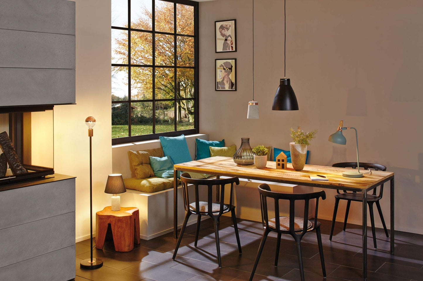 Paulmann 79651 Neordic Juna Table luminaire max. 1x20W Table lamp for E14 Lamps Bedside lamp Soft Green/Copper/Wood 230V Metal/Wood Without lamp