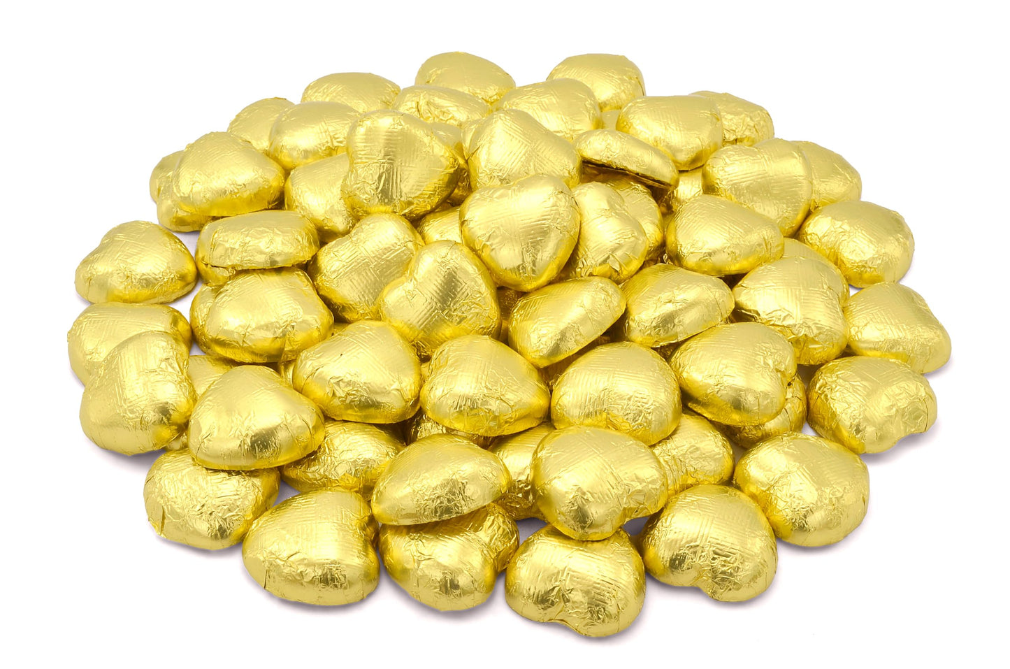 Wyeland Confectionery Luxury Milk Chocolate Hearts - For Wedding Favours, Anniversary, and Mothers Day - 1kg / 160 Gold Hearts