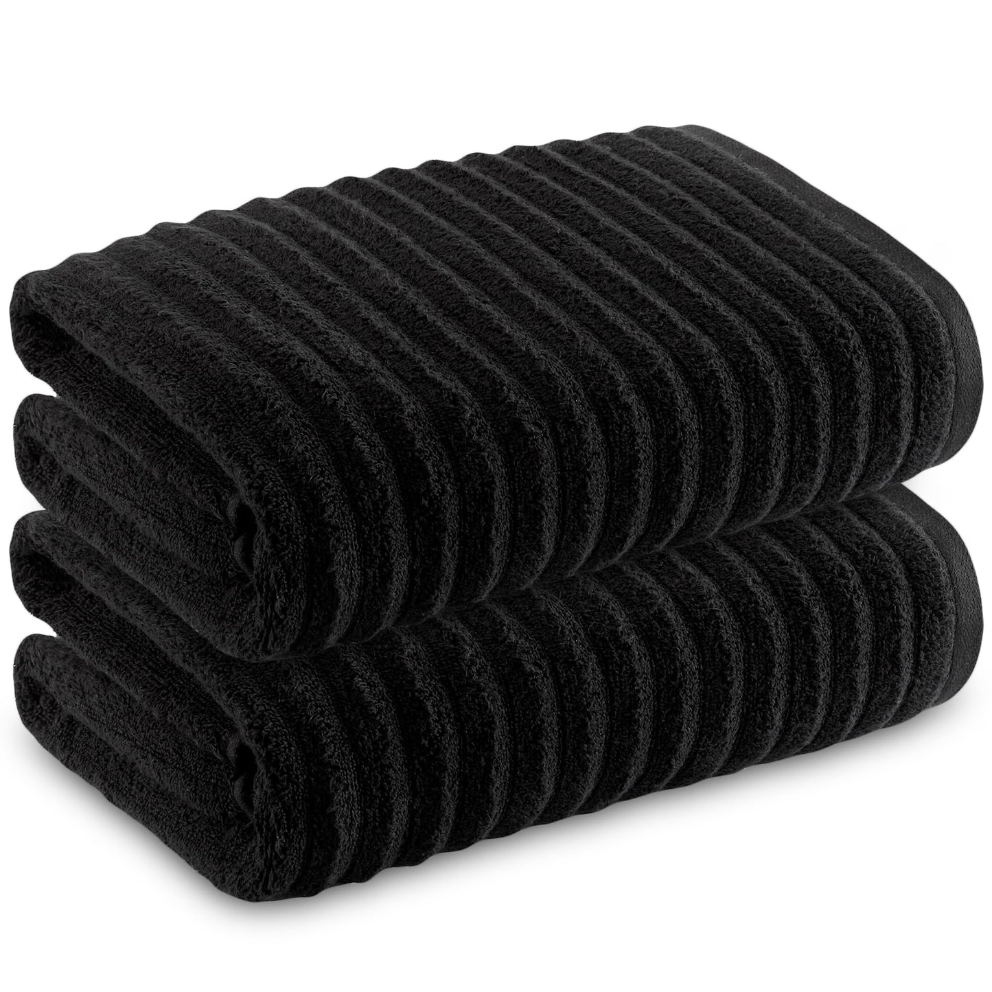 Towelogy Bamboo Extra Large Bath Towels (90x140cm, 2 Pack) - Highly Absorbent & Fast Drying Bath Sheets OEKO-TEX CERTIFIED (Black, 2)