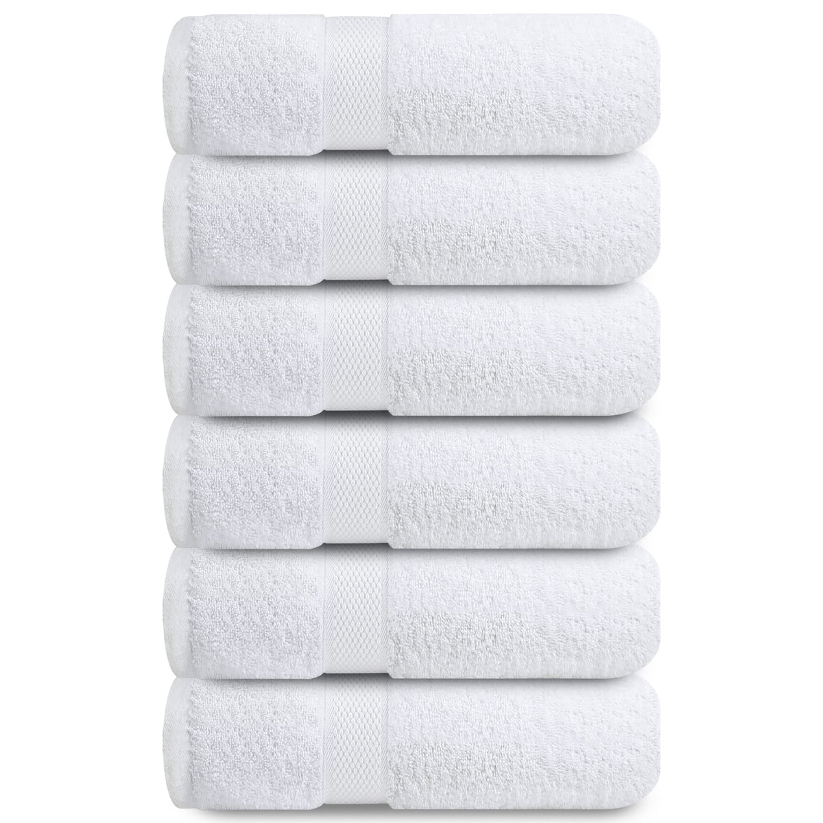 Infinitee Xclusives Premium White Hand Towels 6-Pack 40 x 72 cm 100% Cotton, Super Absorbent, Quick-Dry Towels for Bathroom, Hotel, Salon & Gym