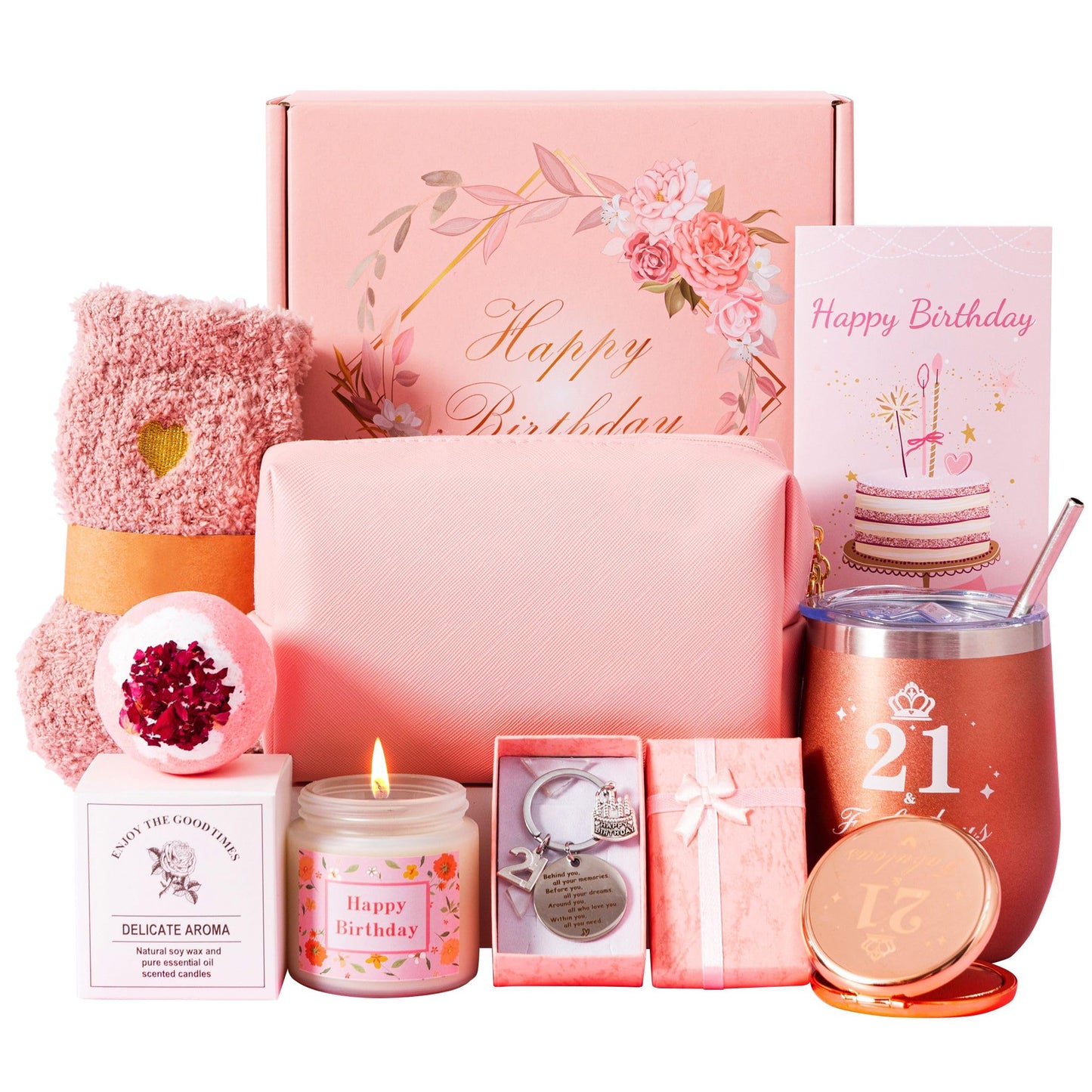 21st Birthday Gifts For Women, Happy 21st Birthday Hamper Basket For Her, Turning 21 Year Old Female Birthday Gifts,Birthday Pamper Box For Ladies,
