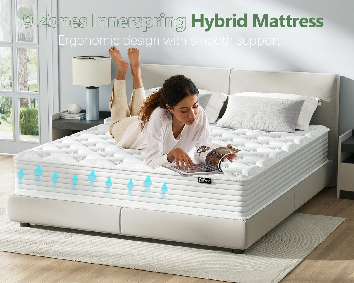 Bednew 12 Inch Single Mattress, 30cm Hybrid Pocket Spring Mattress with Breathable Cool Foam, Medium Firm Support - 3FT Small Single (90x190x30cm)