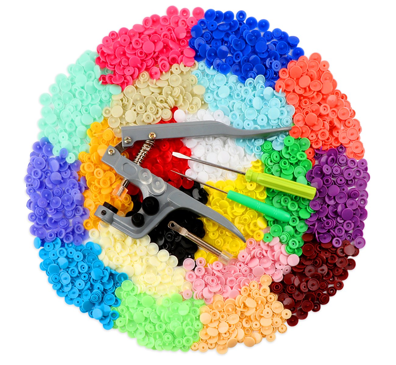 ilauke Snap Pliers + 400 Set Snap Buttons Fastener 20 Colors with 30pcs Plastic Ziplock Storage Bags