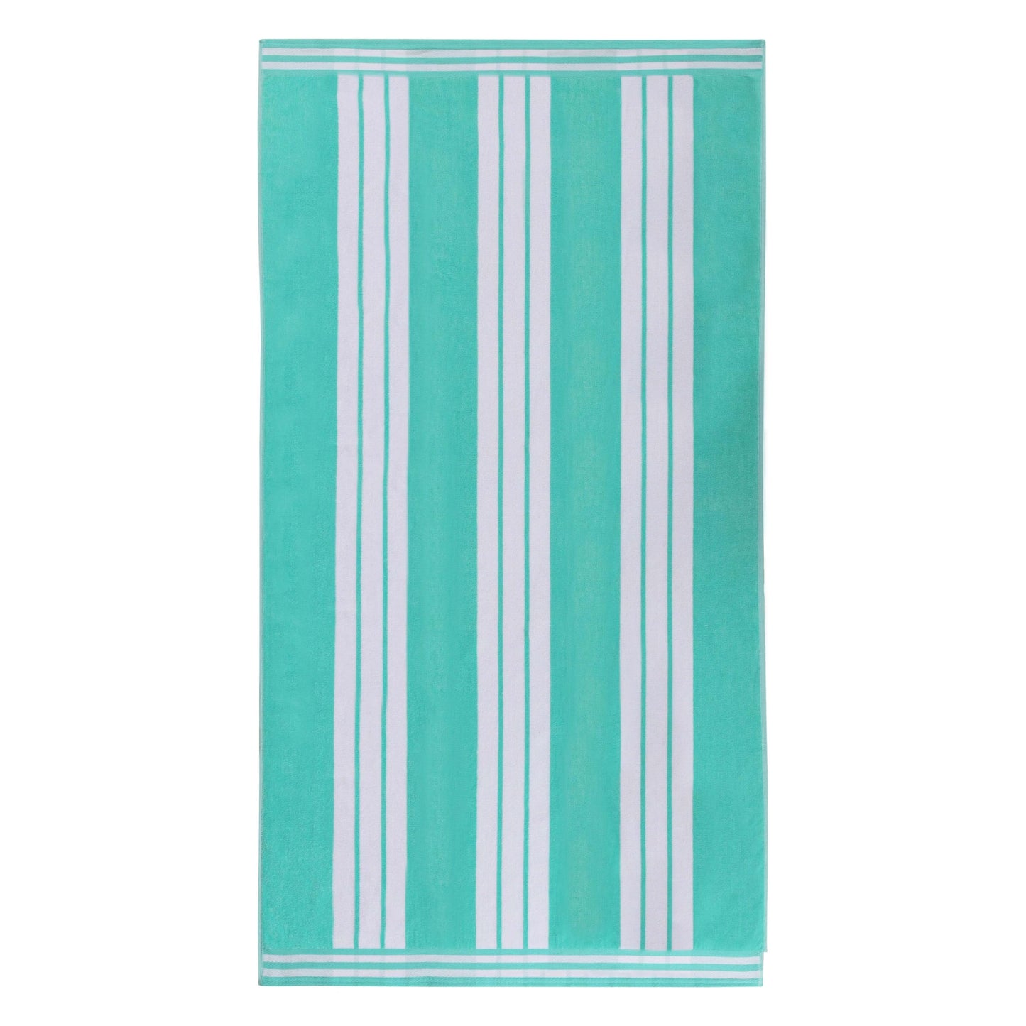 Superior Collection Combed Cotton Luxurious Jacquard Beach Towels, Mint Cabana Stripe, Oversized