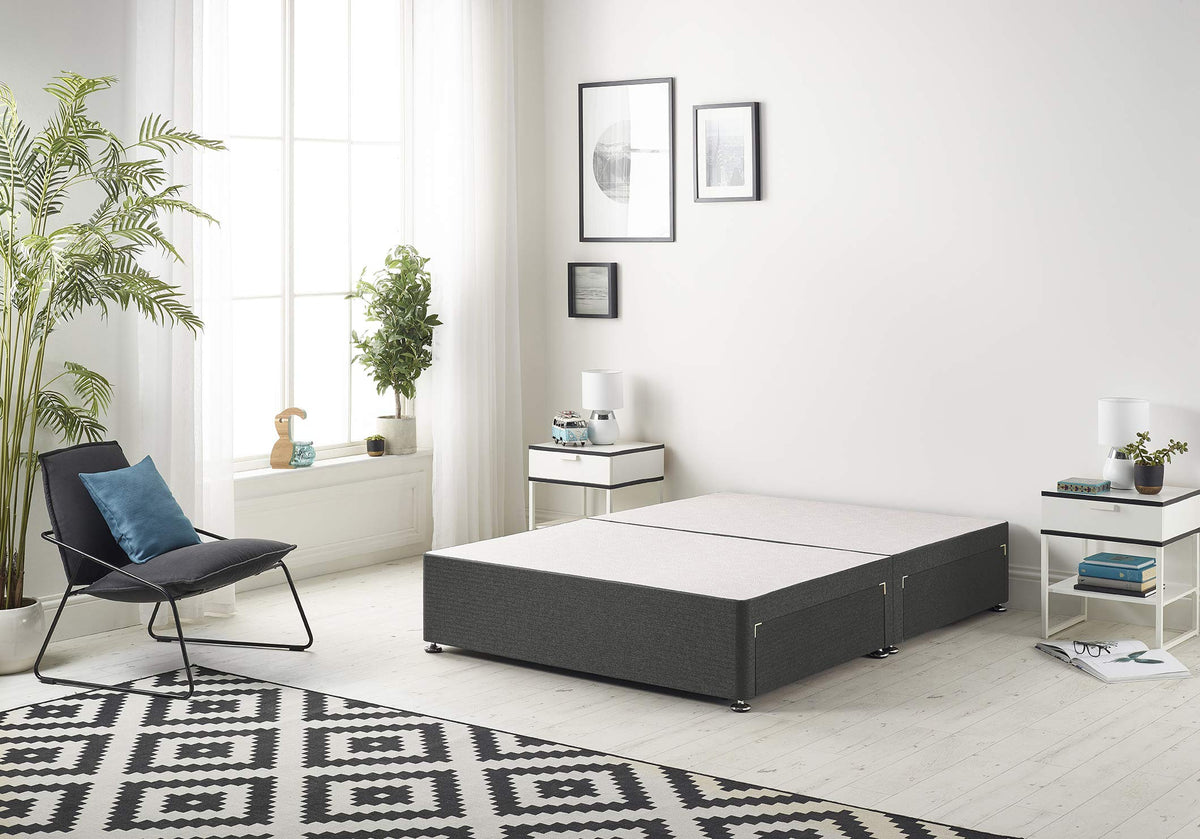 Bed Centre Premier Bed Base with No Drawers and No Headboard - Available in Different Fabrics and Colours (3FT Single, Tweed Charcoal)