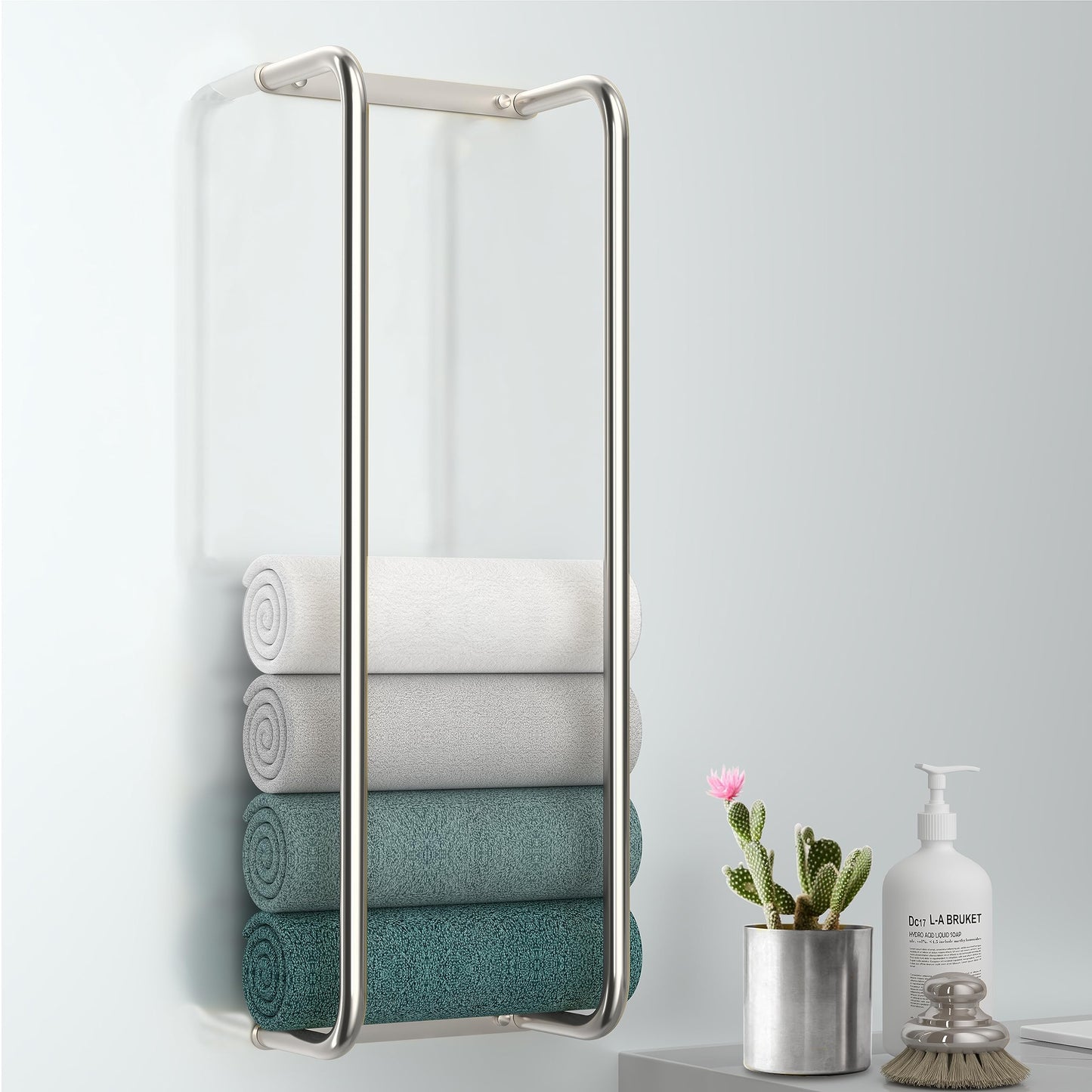 Stainless Steel Wall-Mounted Bathroom Towel Rack and Organizer for Rolled Towels, Ideal for Modern Small Bathrooms with Limited Space, Sleek and Chic
