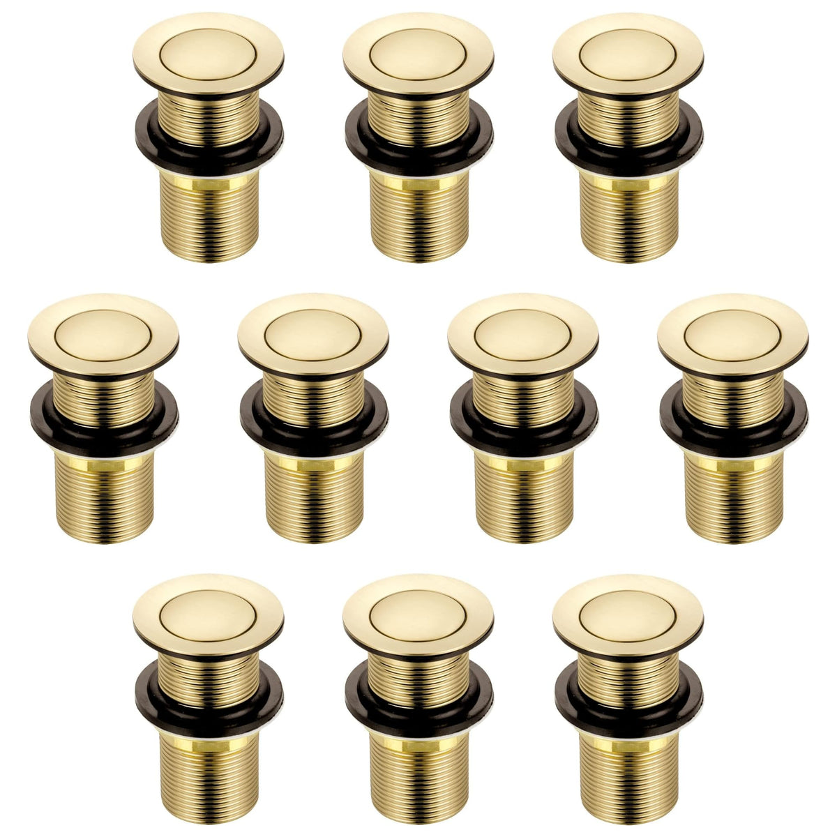 Xcel Home 10x Brushed Gold Unslotted Basin Waste | Click Clack Replacement Pop Up Brass Polished Bathroom Sink Plug