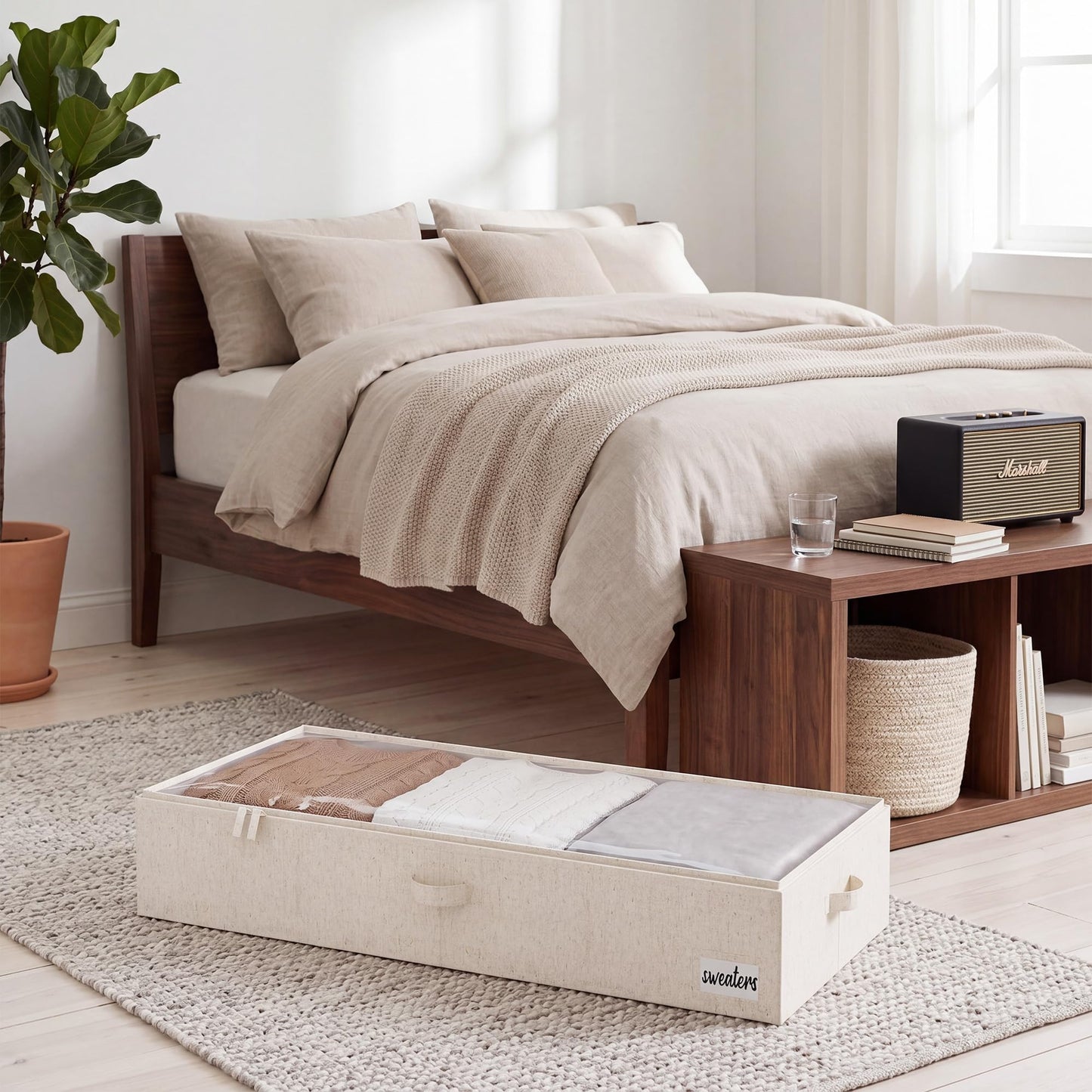 StorageWorks Underbed Storage Boxes with Lids, Large Under Bed Storage Box Containers for Bedroom Accessories Organising Clothes Bedding