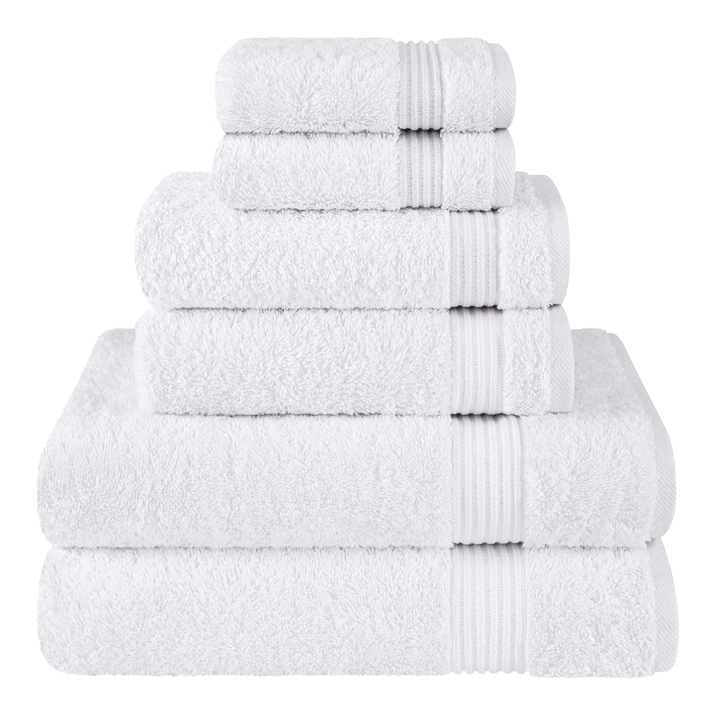Cotton Paradise 6 Piece Towel Set, 100% Turkish Cotton Soft Absorbent Towels for Bathroom, 2 Bath Towels 2 Hand Towels 2 Washcloths, White