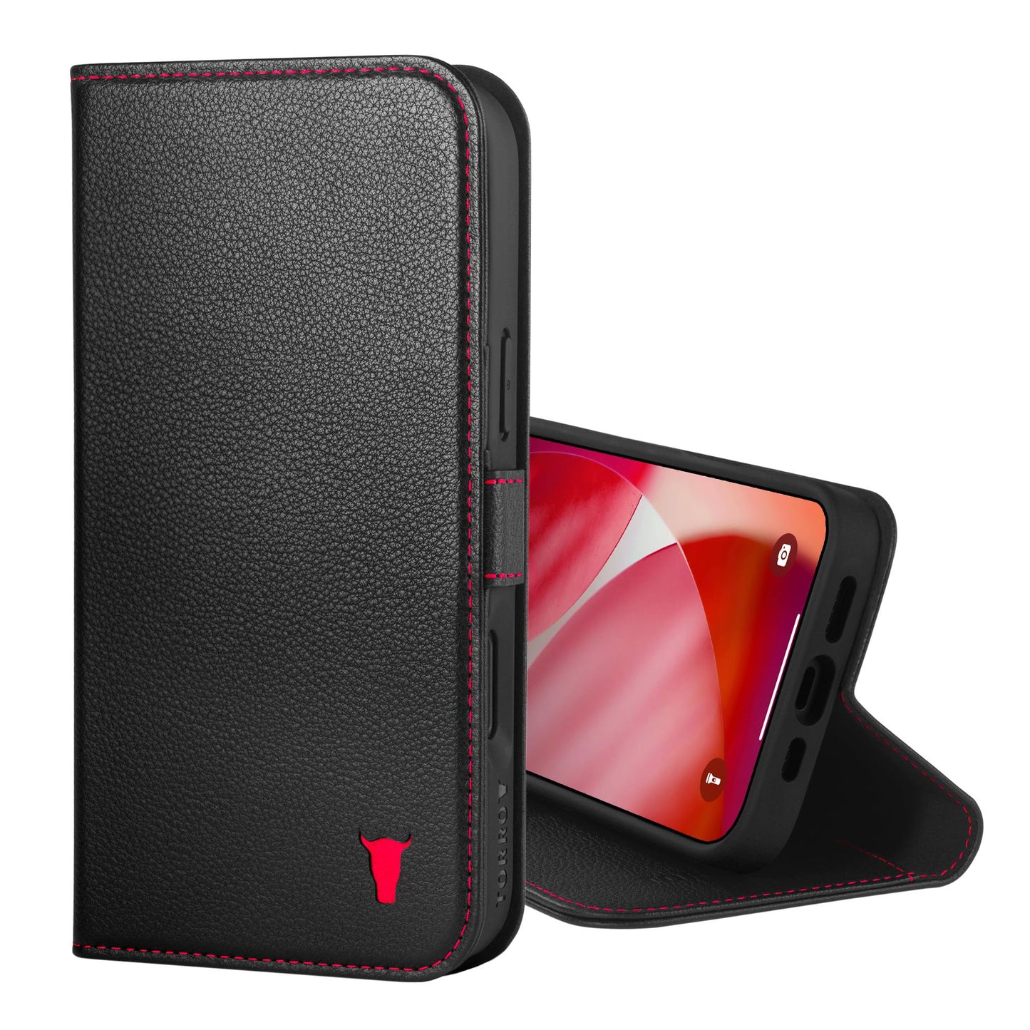 TORRO Leather Case Compatible with iPhone 17 6.3" 2025 - Premium Leather Wallet Flip Case with Kickstand and Card Slots (Compatible with Official
