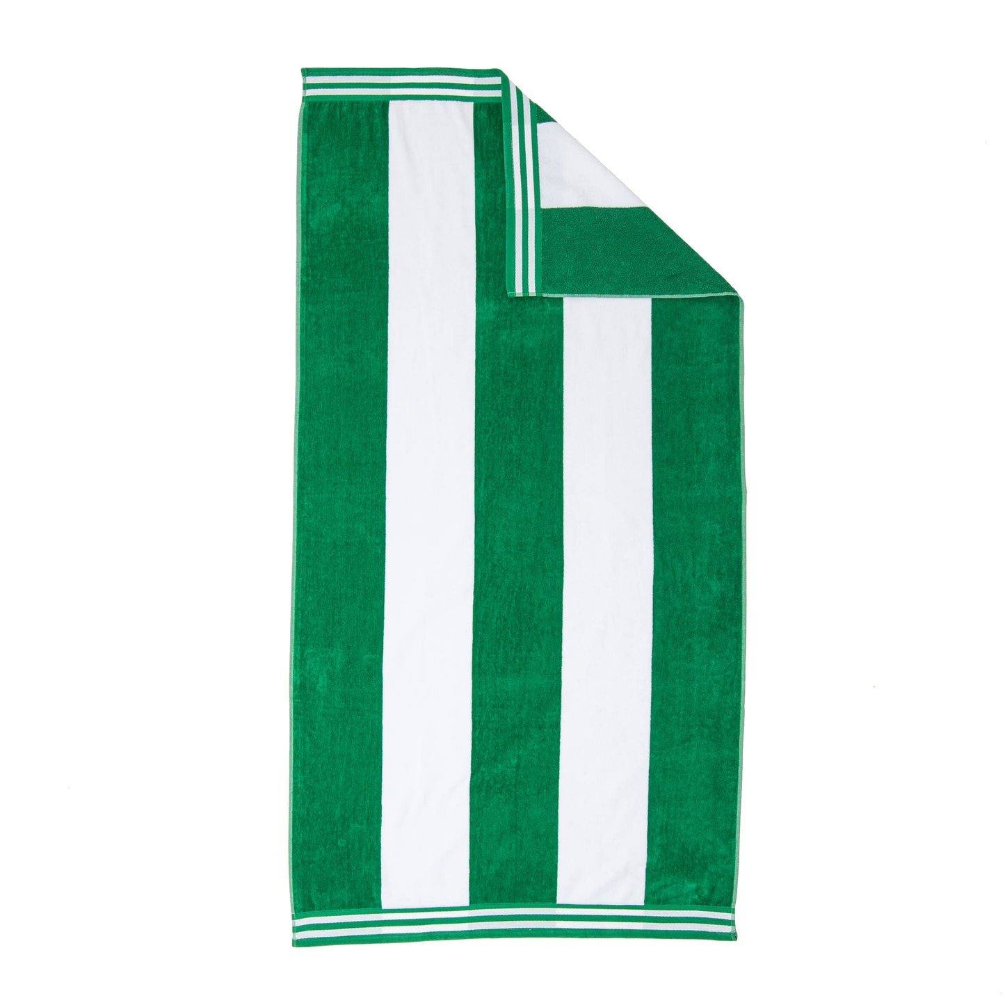Superior Collection Combed Cotton Luxurious Jacquard Beach Towels, Dark Green Cabana Stripe, Oversized