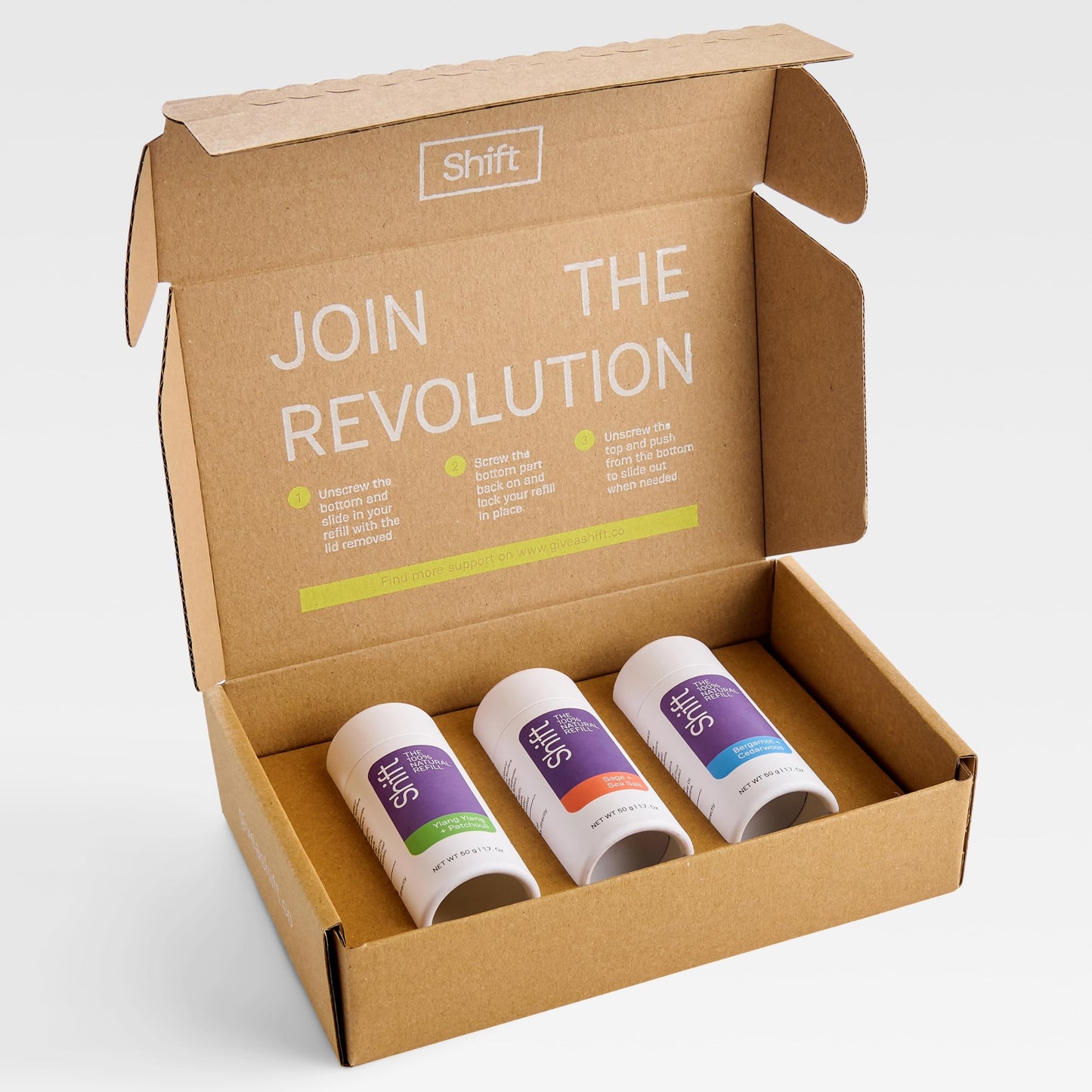 Shift - Natural Deodorant Refill - Pack of 3 - No Aluminium. No Baking Soda (Variety Refill Pack)
