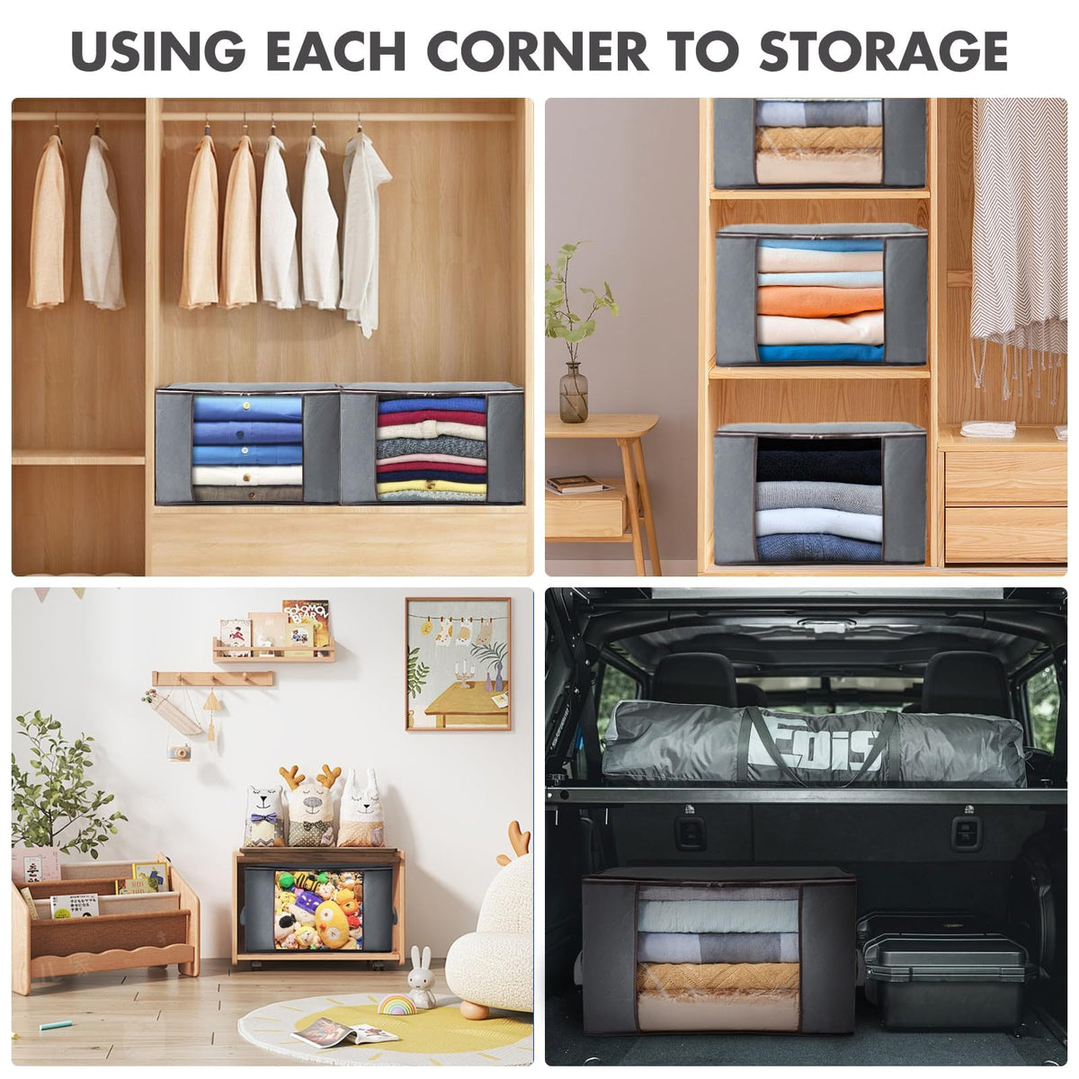 Boic 3 Pack Clothes Storage Bags, 60L Foldable Storage Bags With Zips