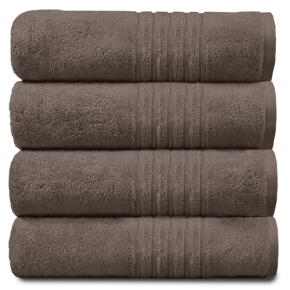 GC GAVENO CAVAILIA 4 PK Extra Large Bath Sheet, Water Absorbent Cotton Towels, 450 GSM Quick Dry Towels Set, Walnut