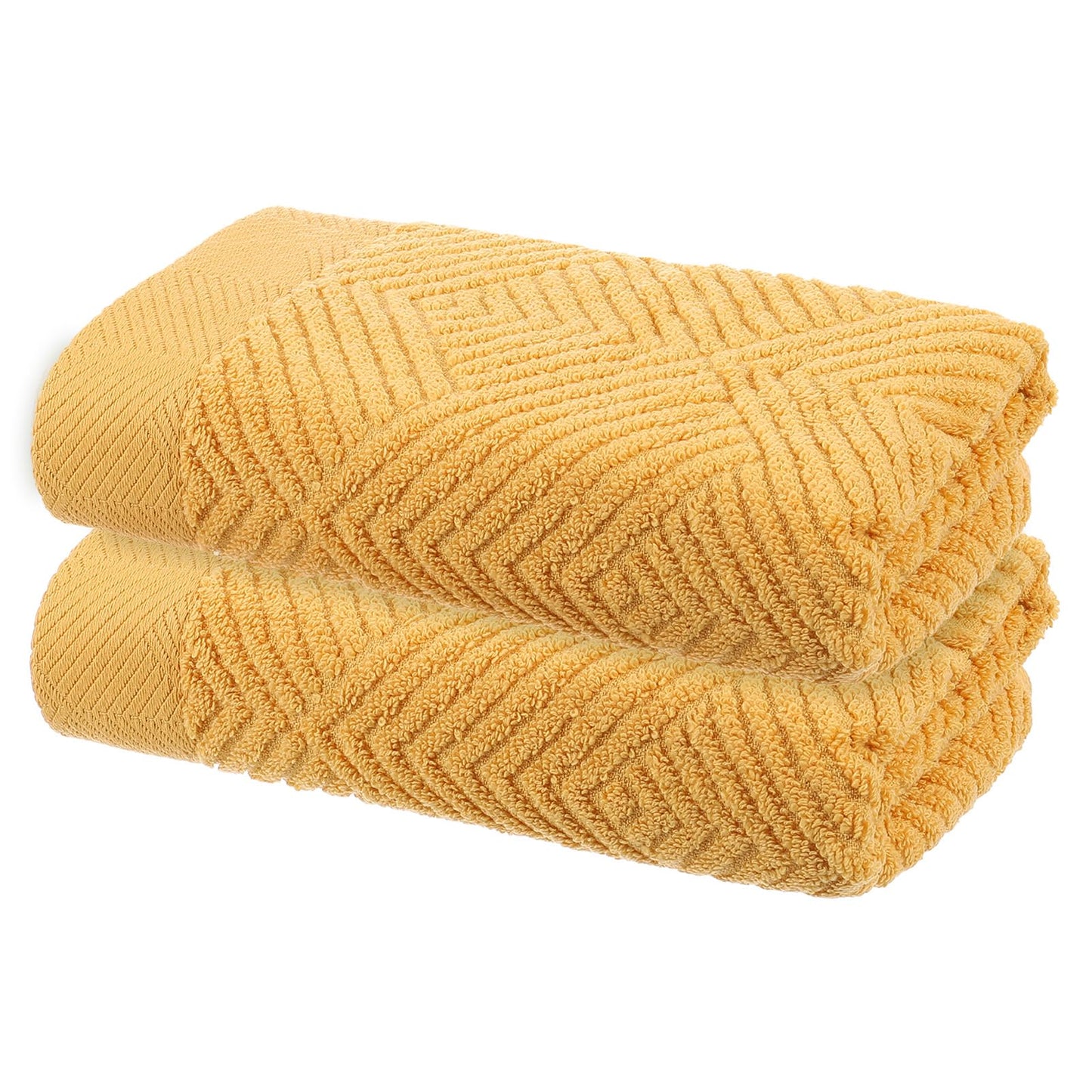 sourcing map 2 Pcs Bathroom Hand Towels Yellow Soft Absorbent Face Towels Cotton Wash Cloths 13 x 29 Inch Kitchen Hand Towels for Bathroom Gym Drying