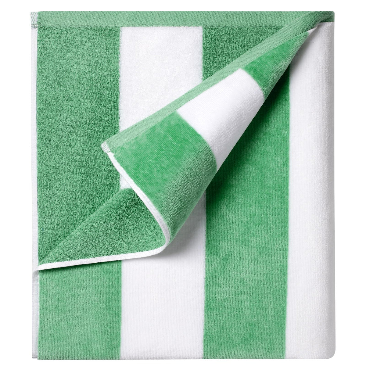 Ouxiaobai Cotton Oversized Beach Towel - 35 x 70 Inch Large Size Pool Towel, Striped Soft Cabana Swim Towel Green