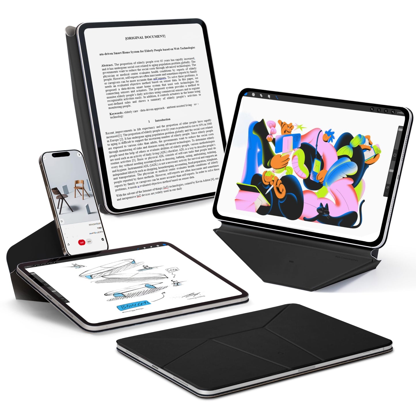 MOFT Dynamic Folio Case for iPad Air 11-inch (M3 2025 / M2 2024) & iPad Air 10.9-inch 5th 4th Generation 2022 2020, Silm Magnetic Stand Case with 20+